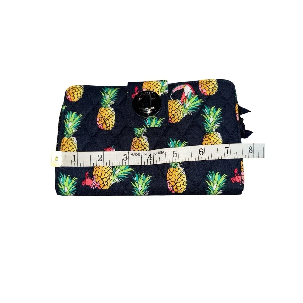New Vera Bradley‎ Navy Toucan Party with Pineapples RFID Turnlock Wallet